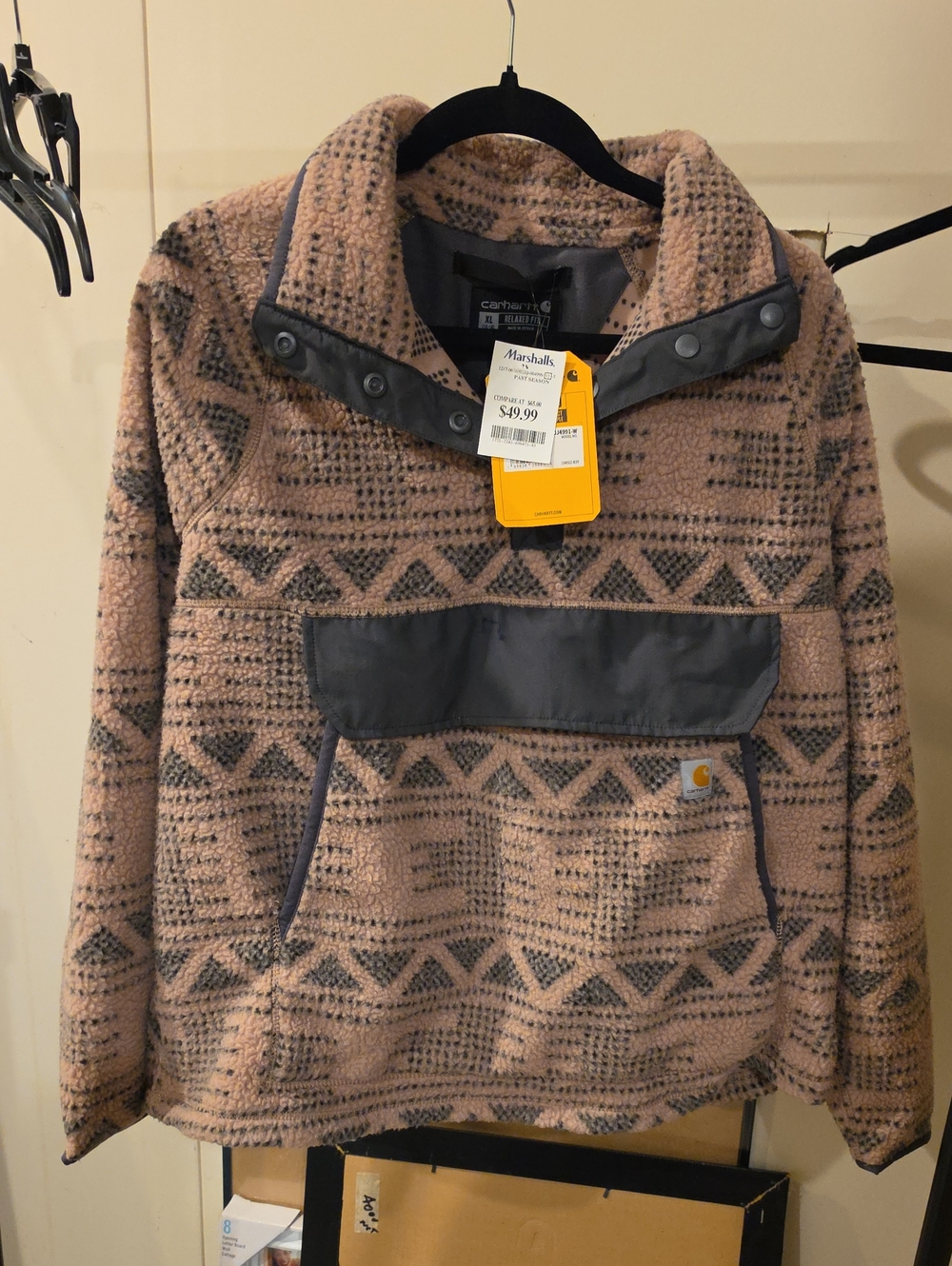 Carhartt Pink & Gray Geometric Sherpa Pullover